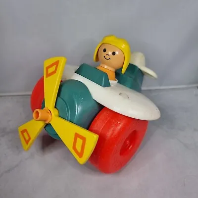 Buy 1980s Fisher Price - Pull-Along Plane - Vintage Plastic Toddler Toy Pilot #171 • 4.99£