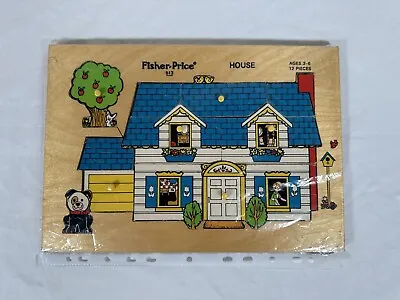Buy Vintage Fisher Price House Peek Play Wood Puzzle 513 Hide & Seek 12 Pc 1976 • 17.99£