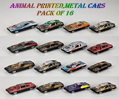 Buy 16pcs Kids Children Mini Racing Metal Cars Toy Animal Print Xmas Gift Play Set • 9.99£