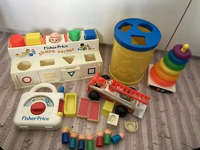 Buy Vintage Fisher Price Shape Sorters, Toys And People Bundle • 19.99£