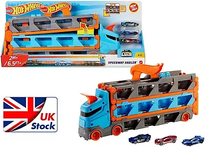 Buy 3 In 1 Hot Wheels Car Transporter 17  Truck Toy For Kid City Speedway Hauler NEW • 43.98£