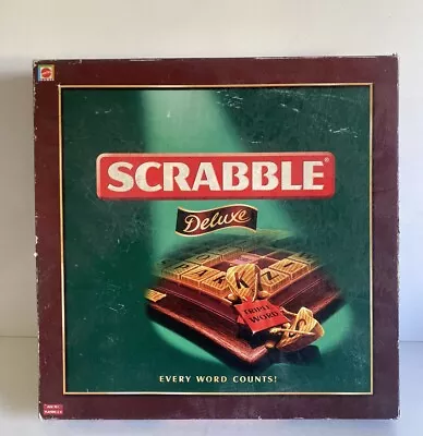 Buy Scrabble Deluxe Edition By Mattel Vintage 2000 Wooden Tiles Turntable Complete • 49.98£