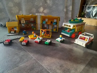 Buy Fisher Price House With Camper Van/jeep/accessories Rare 1969 • 25£