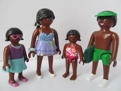 Buy Playmobil Black Dollshouse/Swimming Pool/Beach Figures: Mum, Dad & 2 Girls NEW • 11.99£