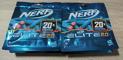 Buy Nerf Elite 2.0 Refill 2 X 20 Foam Bullets Official Outdoor Replacement Darts New • 6.99£