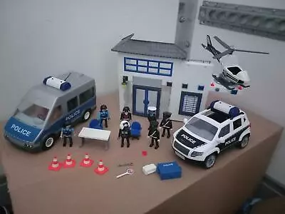 Buy Playmobil 9372 Police Station With Car & Helicopter Plus Van Used / Clearance • 29.95£