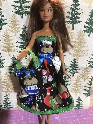 Buy Barbie Dress Handmade Christmas Festive Dogs 🙂 • 7.46£