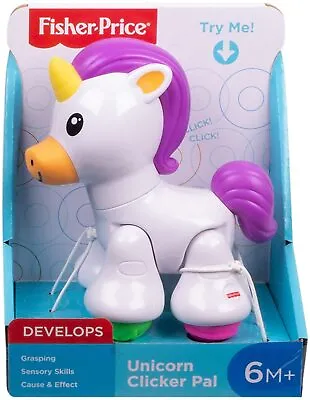 Buy NEW Fisher Price Unicorn Clicker Pal Toy 6 Months+ And Up Sensory SKILLS BABY • 9.99£