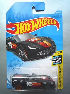 Buy Hot Wheels (Black) Corvette C7 Z06 Convertable 4/10 (Long Card) 114/250 GRY41 • 2.65£