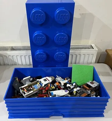 Buy LEGO BLUE Brick 8 Stud, Stackable Storage Box + Lego + Minifigures + Vehicles • 45.95£