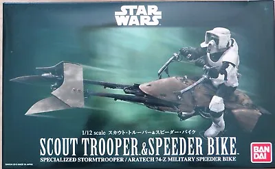 Buy Bandai Scout Trooper Speeder Bike 1/12 Scale Kit Star Wars ROTJ & Mandalorian • 100£