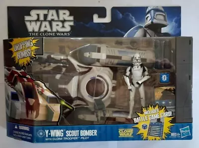 Buy Star Wars Clone Wars Y-wing Scout Bomber + Clone Trooper Pilot + Diorama New Mib • 116.99£