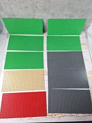 Buy LEGO 16x32 Base Plate Board Bundle X10 - Green Grey Red Tan 3857 • 32.99£