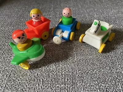 Buy C1970s Fisher Price Play 3 Little People & 4 Play Vehicles - Vintage Retro Toys • 13£