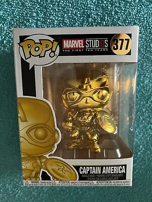 Buy Chrome Gold Captain America Funko Pop Vinyl Figure #377 Marvel Avengers • 8.95£