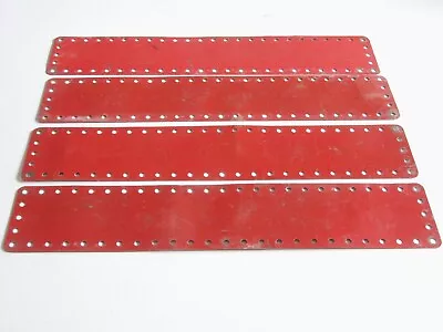 Buy 4 Meccano 5 X 25 Hole Flexible Metal Plates Part 197 Mid Red No Slots MMIE • 6£