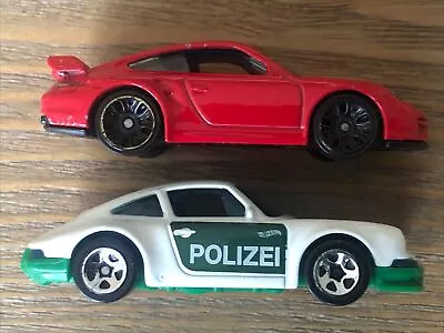 Buy Hot Wheels Porsche 911 Bundle: White ‘71 Polizei Police & Red GT2 1:64 Diecast • 8£