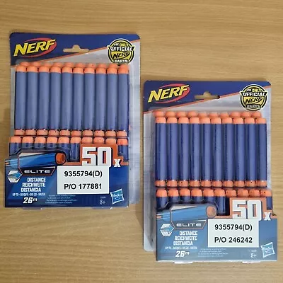 Buy 2 Packs Of Official NERF Elite 50 Elite Dart Bullet Pack Hasbro New 100 In Total • 15.73£