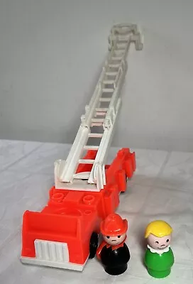 Buy Vintage Fisher Price Little People Fire Engine Truck + Red Hat Fireman + Figure • 6.50£