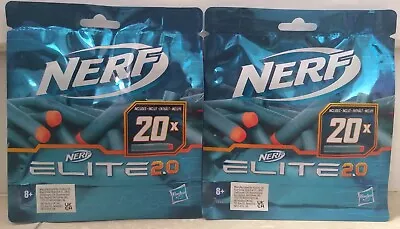 Buy 2x Official Nerf Elite 2.0 20 Dart Refill Pack Genuine Nerf Hasbro 40 Foam Darts • 7.99£