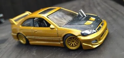 Buy CIVIC Si In Full Gold/Carbon Fibre By Hot Wheels Modified Real Riders   1:64 NEW • 10.50£