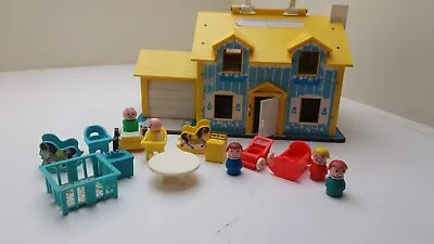Buy RARE Vintage 1969 Fisher Price Little People Play  House Yellow  +  Accessories • 20.99£