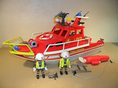 Buy PLAYMOBIL FIRE FIGHTING BOAT 70147 COMPLETE (Launch,Ship,Working Motor) • 24.49£