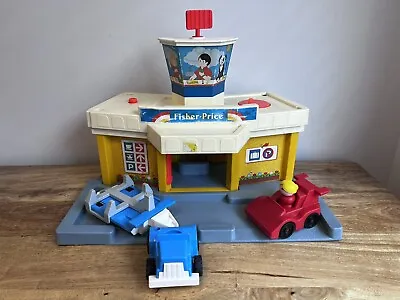Buy Fisher Price - Vintage (1980) Garage Play Set With 2 Vehicles Trailer And Figure • 14.99£
