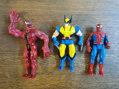 Buy ToyBiz Marvel Vintage Figures Spider-Man Heavy Hitters Carnage Wolverine 1996 • 20£