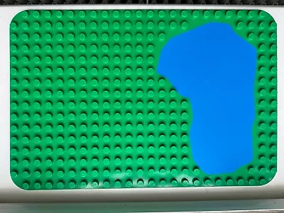 Buy Duplo Lego Base Plate 10''x15'' Green With Blue 'water' Area. Used • 4.50£