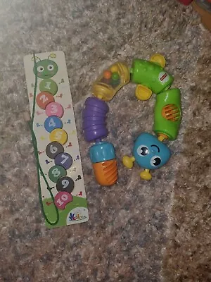 Buy Fisher Price Snap And Lock Caterpillar And A Wooden Baby Number Puzzle • 4£