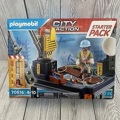 Buy Playmobil 70816 City Action Starter Pack Construction Site Play Set - 60pc • 10£