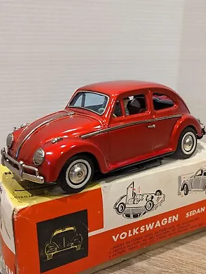 Buy Vintage 1960s RED 10” Bandai Bump & Go 960 Volkswagen Sedan Beetle VW Tin Bug  • 264.28£