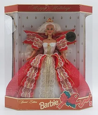 Buy 1997 Happy Holidays Barbie Dolls Blonde Coll. Club, Mattel 17832, Original Packaging Damaged • 93.56£