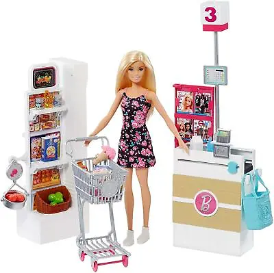 Buy Mattel Barbie Supermarket Set Doll Playset FRP01 • 32.99£