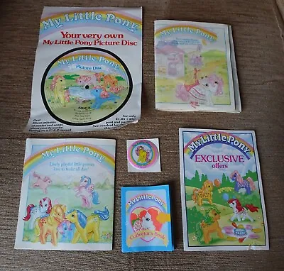 Buy My Little Pony Hasbro Lot Six Promotional Items Leaflets Puffy Sticker Etc 1980s • 20£
