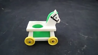 Buy Vintage Fisher Price Little People Little Riders Green/white Riding Toy - Horse • 5.99£