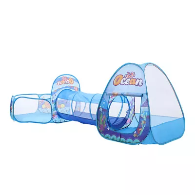 Buy Portable 3 In 1 Kids Baby Play Tent Ocean Tunnel Ball Pit Playhouse Pop Up House • 19.95£