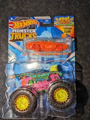 Buy Hot Wheels Monster Trucks Roger Dodger 1:64 New + Crushed Coupe Speed Bump Car • 12£