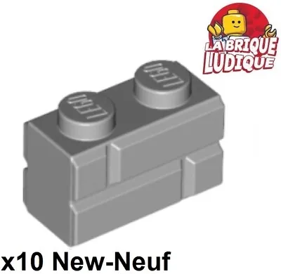 Buy Lego 10x Brick Modified 1x2 Masonry Briquette Grey/ Light B Gray 98283 New • 3.90£