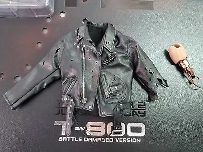 Buy 1/6 Scale Terminator 2 Jacket Leather + Arm Hot Toys DX13 T-800 Battle Damaged • 74.99£