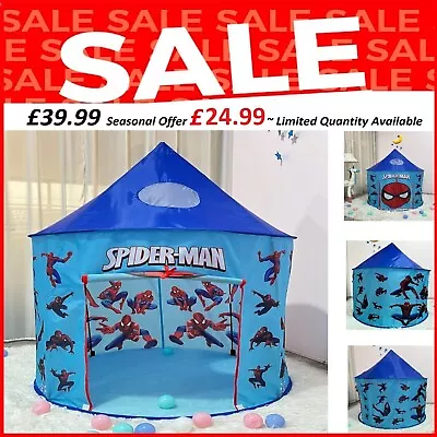 Buy Childrens Kids Play Tent Baby Pop Up Tent Blue & Navy Spiderman Boys ~ Playhouse • 24.99£