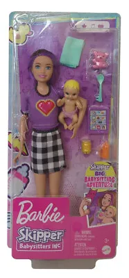Buy Mattel GRP11 Barbie Skipper Babysitter Inc Doll In Skirt + Baby & Doll Accessories • 19.82£
