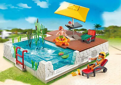 Buy Playmobil 5575 Swimming Pool With Terrace Luxury Summer Mansion Fun New No Box • 58.21£