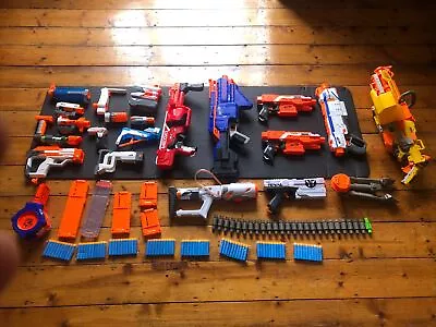 Buy Nerf Gun Job Lot Bundle (7 Guns 15 Attachments 80 Darts) • 60£