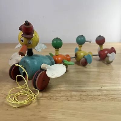 Buy Vintage Wooden Fisher Price Gabby Goofy Ducks Pull Along Toy Gair Condition • 12.94£