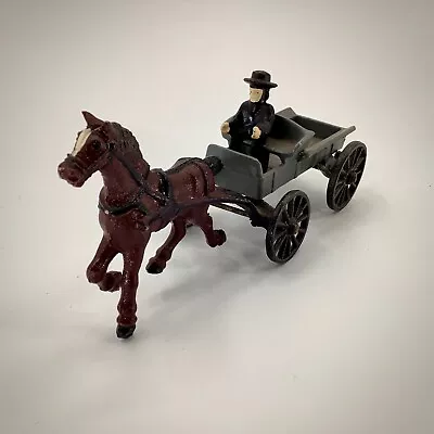 Buy Vintage NOS Amish Cast Iron Toy Metal Horse Grey Cart Wagon P391 • 38.60£