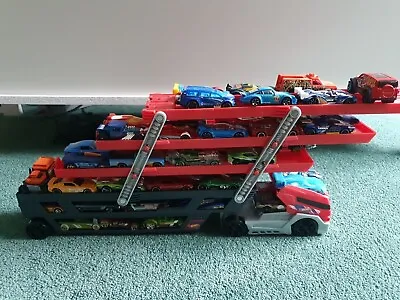 Buy Hot Wheels 50 Mega Hauler With Storage - Red & 50+ Cars Included • 50£