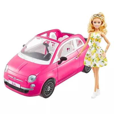 Buy Barbie Pink Fiat 500 Car And Doll Playset • 49.53£