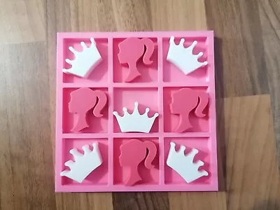 Buy Barbie Tic Tac Toe Barbie Head & Crowns Bored Game 3D Printed Travel Size • 10£